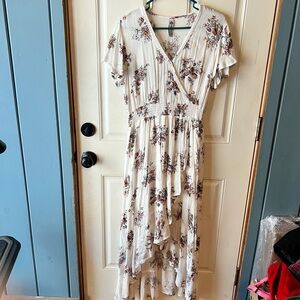 American Rag White Floral High Low Maxi Dress size medium